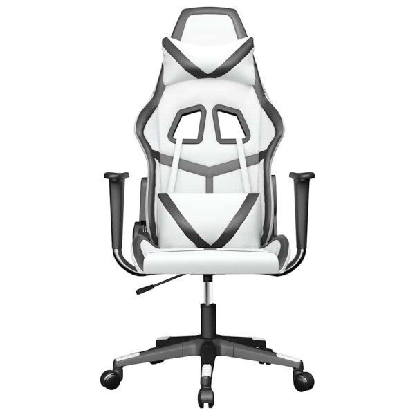 Fotel Gamingowy z Ekoskóry Ergonomiczny Biało-Czarny do Biurka dla Gracza, 9444824