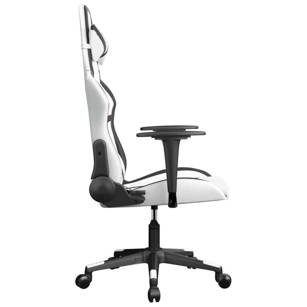 Fotel Gamingowy z Ekoskóry Ergonomiczny Biało-Czarny do Biurka dla Gracza, 9444825