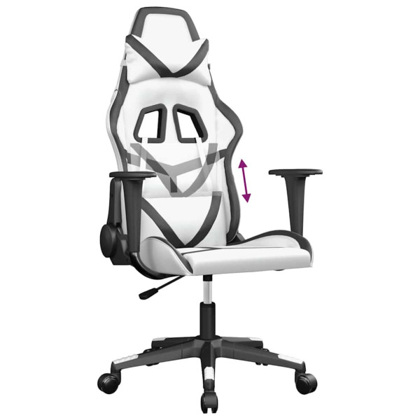 Fotel Gamingowy z Ekoskóry Ergonomiczny Biało-Czarny do Biurka dla Gracza, 9444828