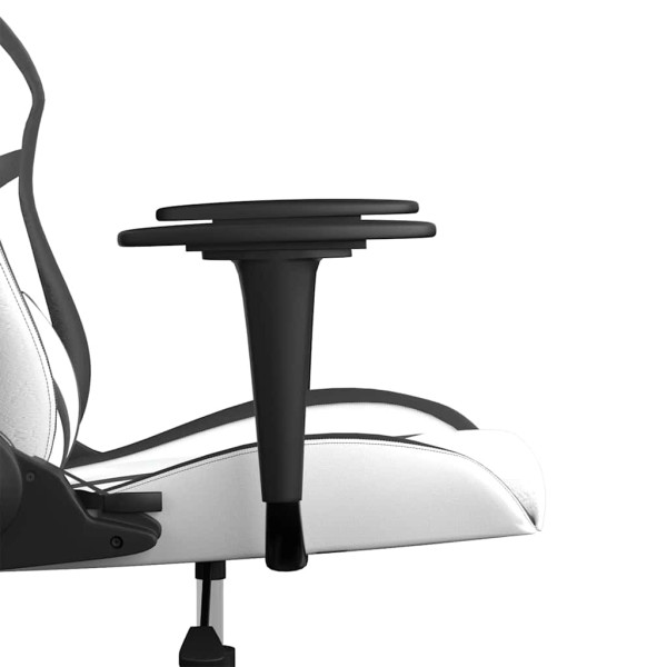 Fotel Gamingowy z Ekoskóry Ergonomiczny Biało-Czarny do Biurka dla Gracza, 9444831