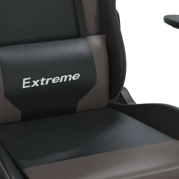 Fotel Gamingowy z Ekoskóry z Podnóżkiem Ergonomiczny Czarno-Szary do Biurka, 9444844