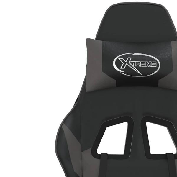 Fotel Gamingowy z Ekoskóry z Podnóżkiem Ergonomiczny Czarno-Szary do Biurka, 9444847