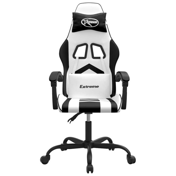 Fotel Gamingowy z Ekoskóry Ergonomiczny Biało-Czarny do Biurka dla Gracza, 9444911