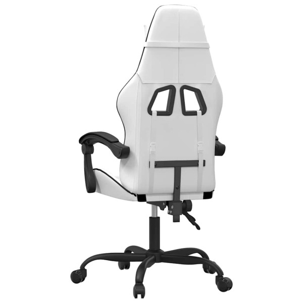 Fotel Gamingowy z Ekoskóry Ergonomiczny Biało-Czarny do Biurka dla Gracza, 9444913