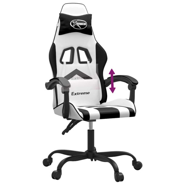 Fotel Gamingowy z Ekoskóry Ergonomiczny Biało-Czarny do Biurka dla Gracza, 9444915