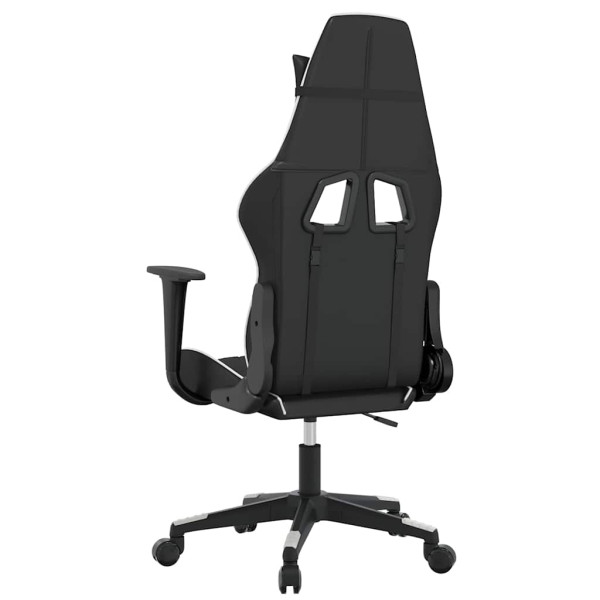 Fotel Gamingowy z Ekoskóry z Podnóżkiem Ergonomiczny Czarno-Biały do Biurka, 9444950