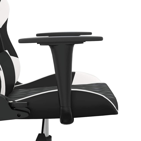 Fotel Gamingowy z Ekoskóry z Podnóżkiem Ergonomiczny Czarno-Biały do Biurka, 9444954