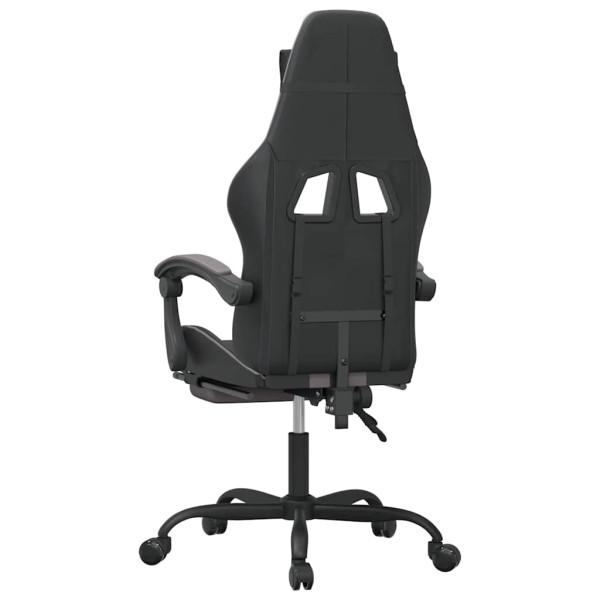 Fotel Gamingowy z Ekoskóry z Podnóżkiem Ergonomiczny Czarno-Szary do Biurka, 9445045