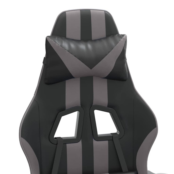 Fotel Gamingowy z Ekoskóry z Podnóżkiem Ergonomiczny Czarno-Szary do Biurka, 9445050