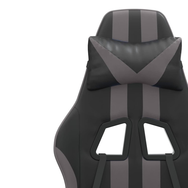 Fotel Gamingowy z Ekoskóry z Podnóżkiem Ergonomiczny Czarno-Szary do Biurka, 9445052