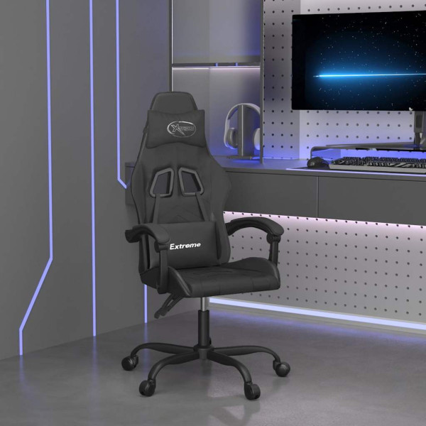 Fotel Gamingowy z Ekoskóry Obrotowy Ergonomiczny Czarny do Biurka, 9445057