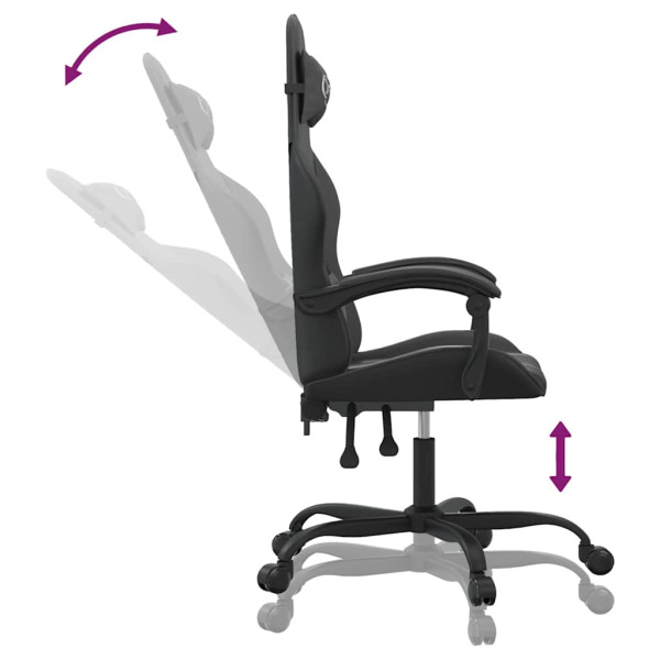 Fotel Gamingowy z Ekoskóry Obrotowy Ergonomiczny Czarny do Biurka, 9445065