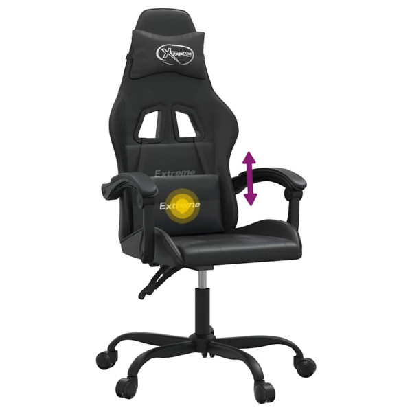 Fotel Gamingowy z Ekoskóry Obrotowy Ergonomiczny Czarny do Biurka, 9445066