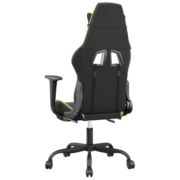 Fotel Gamingowy z Ekoskóry z Podnóżkiem Ergonomiczny Czarno-Złoty do Biurka, 9445160