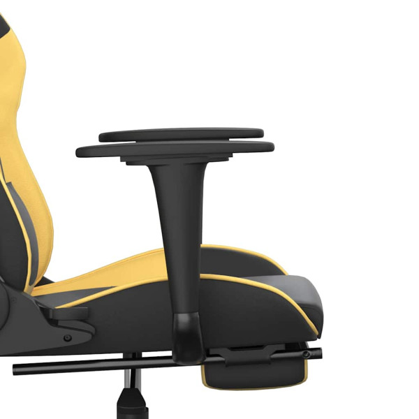 Fotel Gamingowy z Ekoskóry z Podnóżkiem Ergonomiczny Czarno-Złoty do Biurka, 9445165