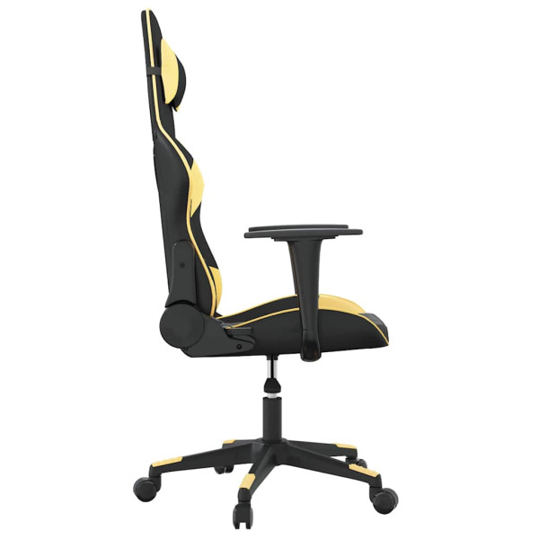 Fotel Gamingowy z Ekoskóry z Podnóżkiem Ergonomiczny Czarno-Złoty do Biurka, 9445223