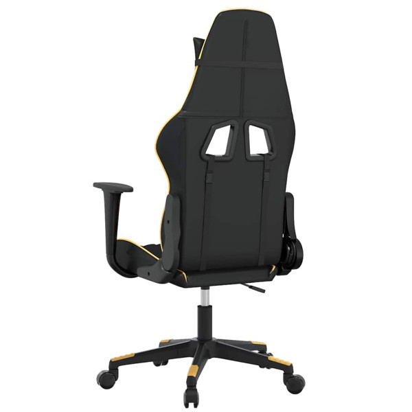 Fotel Gamingowy z Ekoskóry z Podnóżkiem Ergonomiczny Czarno-Złoty do Biurka, 9445224
