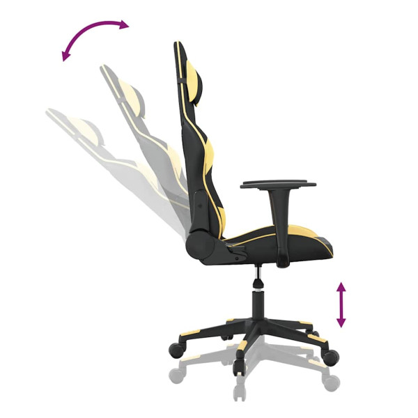 Fotel Gamingowy z Ekoskóry z Podnóżkiem Ergonomiczny Czarno-Złoty do Biurka, 9445225