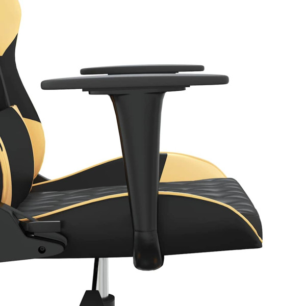 Fotel Gamingowy z Ekoskóry z Podnóżkiem Ergonomiczny Czarno-Złoty do Biurka, 9445228