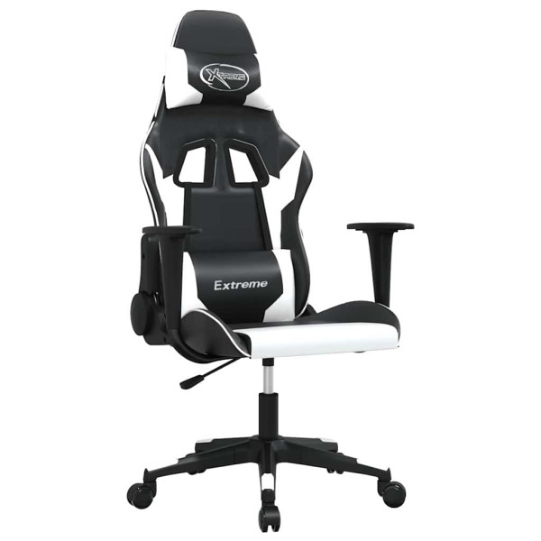 Fotel Gamingowy z Ekoskóry Ergonomiczny Czarno-Biały do Biurka dla Gracza, 9445246