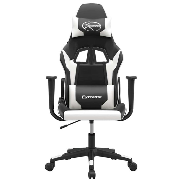 Fotel Gamingowy z Ekoskóry Ergonomiczny Czarno-Biały do Biurka dla Gracza, 9445248