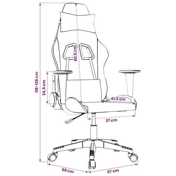 Fotel Gamingowy z Ekoskóry Ergonomiczny Czarno-Biały do Biurka dla Gracza, 9445259