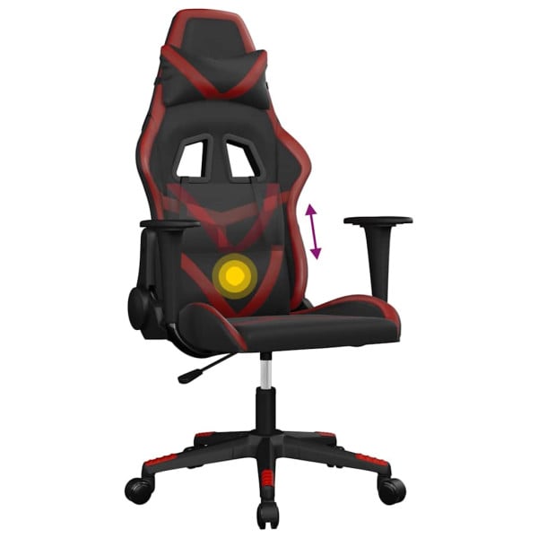 Fotel Gamingowy z Ekoskóry Ergonomiczny Czarno-Czerwony do Biurka, 9445336