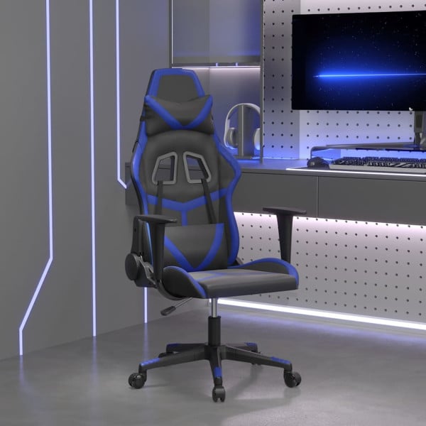 Fotel Gamingowy z Ekoskóry Ergonomiczny Czarno-Niebieski do Biurka, 9445398