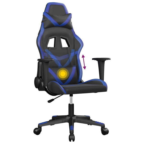 Fotel Gamingowy z Ekoskóry Ergonomiczny Czarno-Niebieski do Biurka, 9445402