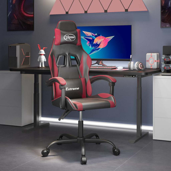 Fotel Gamingowy z Ekoskóry Obrotowy Ergonomiczny Czarno-Czerwony do Biurka, 9445426