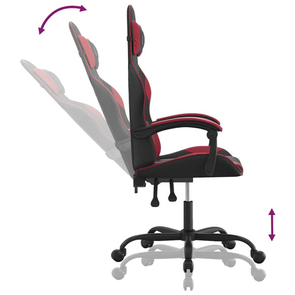 Fotel Gamingowy z Ekoskóry Obrotowy Ergonomiczny Czarno-Czerwony do Biurka, 9445434