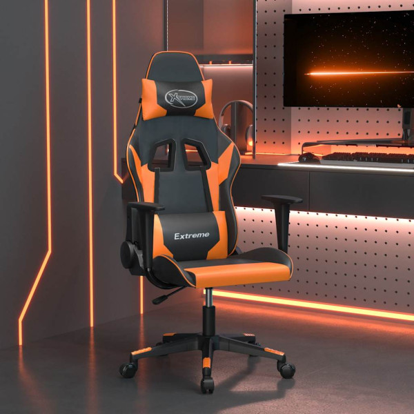 Fotel Gamingowy z Ekoskóry Ergonomiczny Czarno-Pomarańczowy do Biurka, 9445509