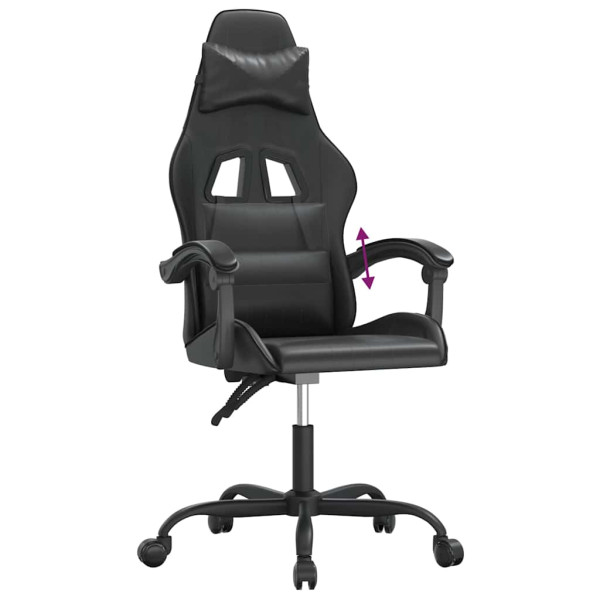 Fotel Gamingowy z Ekoskóry Ergonomiczny z Podłokietnikami Czarny do Biurka, 9445529