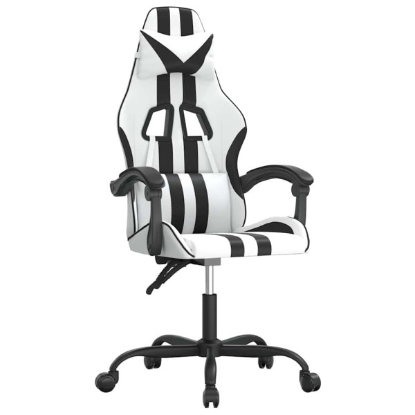 Fotel Gamingowy z Ekoskóry Ergonomiczny Biało-Czarny do Biurka dla Gracza, 9445551