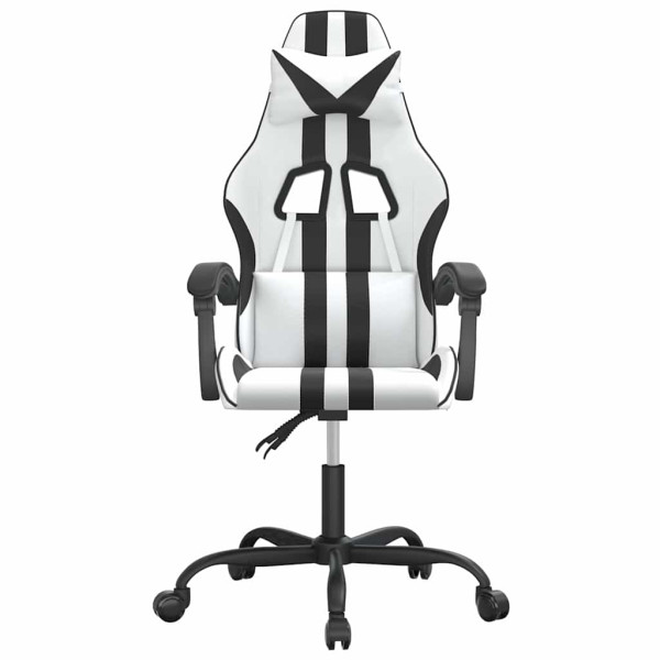 Fotel Gamingowy z Ekoskóry Ergonomiczny Biało-Czarny do Biurka dla Gracza, 9445553