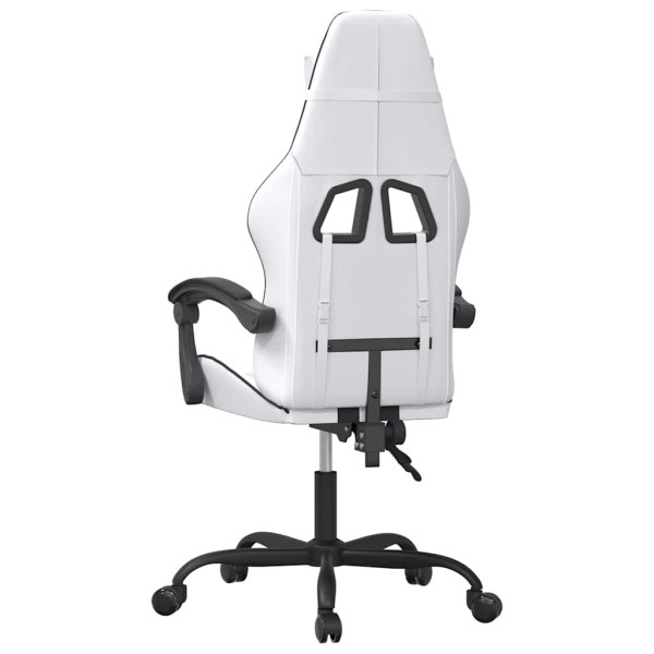 Fotel Gamingowy z Ekoskóry Ergonomiczny Biało-Czarny do Biurka dla Gracza, 9445555