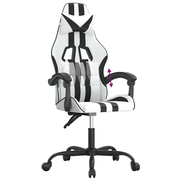 Fotel Gamingowy z Ekoskóry Ergonomiczny Biało-Czarny do Biurka dla Gracza, 9445557