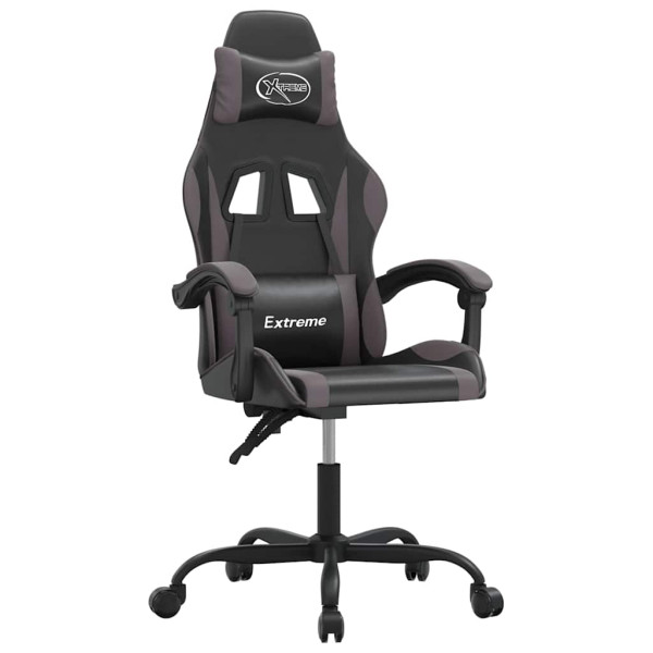 Fotel Gamingowy z Ekoskóry Obrotowy Ergonomiczny Czarno-Szary do Biurka, 9445565