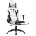 Fotel Gamingowy z Ekoskóry z Podnóżkiem Ergonomiczny Biało-Czarny do Biurka, 9445669