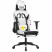 Fotel Gamingowy z Ekoskóry z Podnóżkiem Ergonomiczny Biało-Czarny do Biurka, 9445674