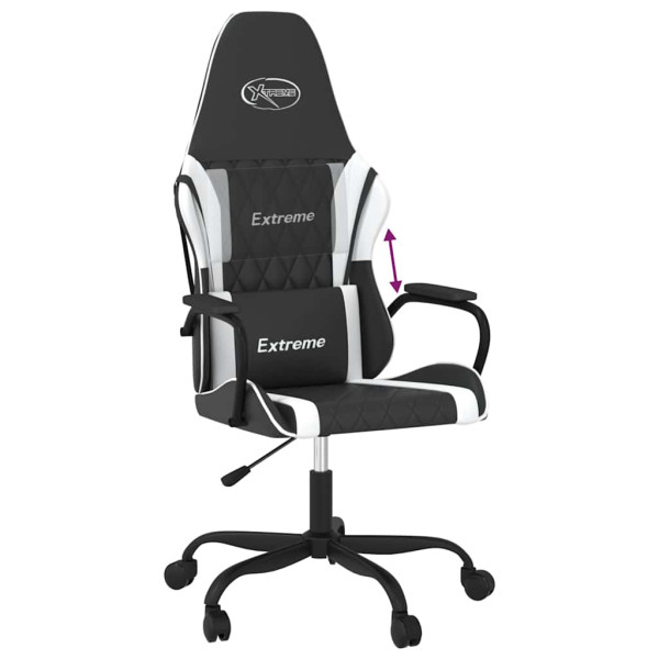 Fotel Gamingowy z Ekoskóry Ergonomiczny Czarno-Biały do Biurka dla Gracza, 9445767