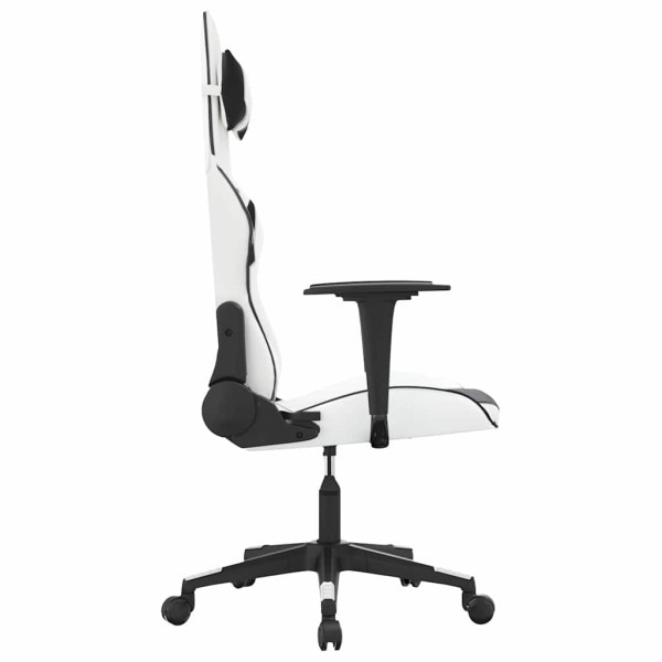 Fotel Gamingowy z Ekoskóry Ergonomiczny Biało-Czarny do Biurka dla Gracza, 9445794