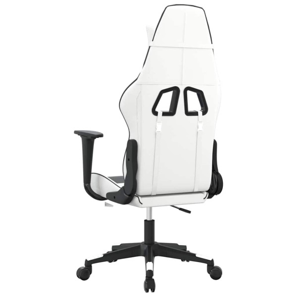 Fotel Gamingowy z Ekoskóry Ergonomiczny Biało-Czarny do Biurka dla Gracza, 9445795
