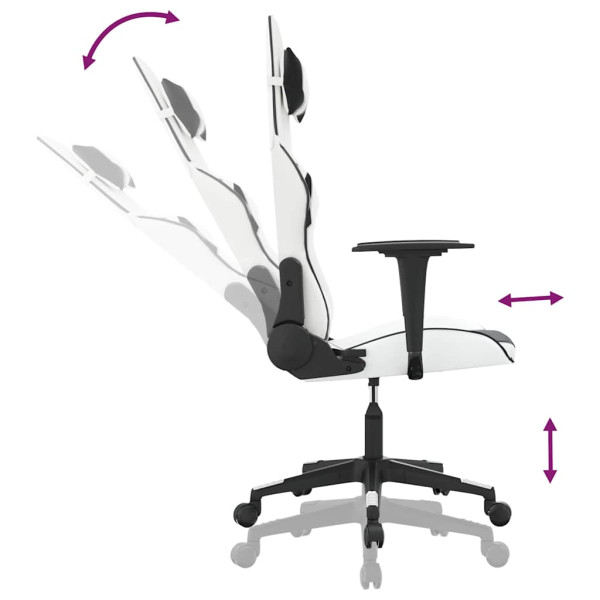 Fotel Gamingowy z Ekoskóry Ergonomiczny Biało-Czarny do Biurka dla Gracza, 9445796
