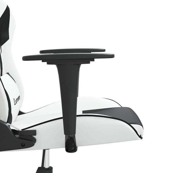 Fotel Gamingowy z Ekoskóry Ergonomiczny Biało-Czarny do Biurka dla Gracza, 9445800