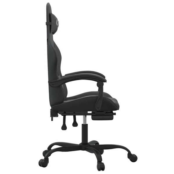 Fotel Gamingowy z Ekoskóry z Podnóżkiem Obrotowy Czarny do Biurka, 9445922