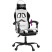 Fotel Gamingowy z Ekoskóry z Podnóżkiem Ergonomiczny Biało-Czarny do Biurka, 9445940