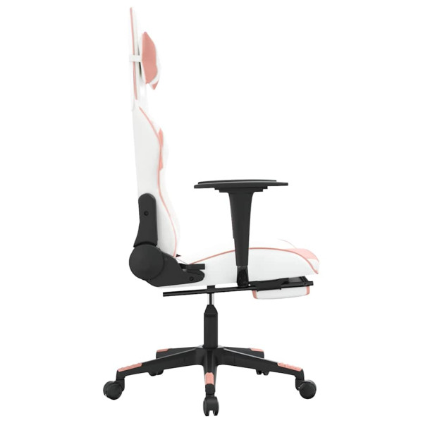 Fotel Gamingowy z Ekoskóry z Podnóżkiem Ergonomiczny Biało-Różowy do Biurka, 9445982