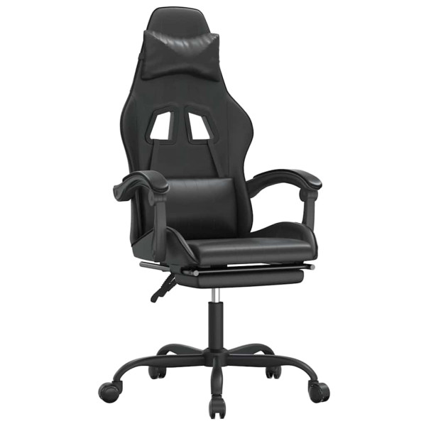 Fotel Gamingowy z Ekoskóry z Podnóżkiem Ergonomiczny Czarny do Biurka, 9446043