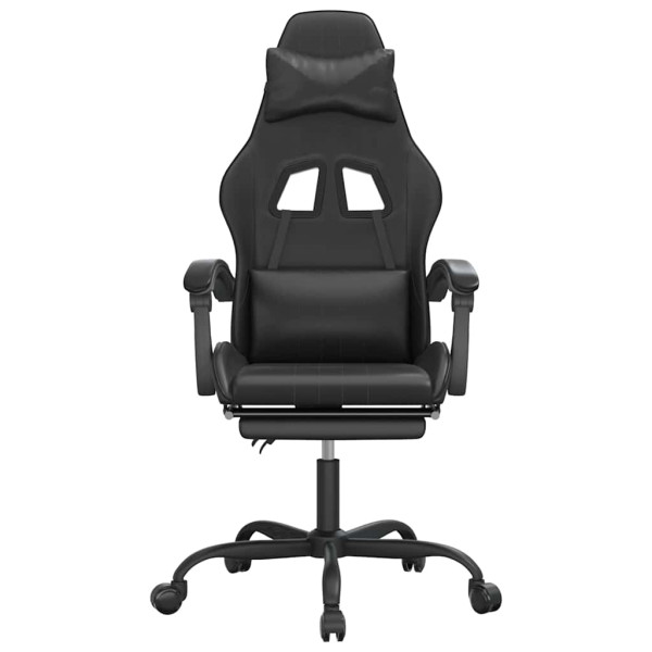 Fotel Gamingowy z Ekoskóry z Podnóżkiem Ergonomiczny Czarny do Biurka, 9446045